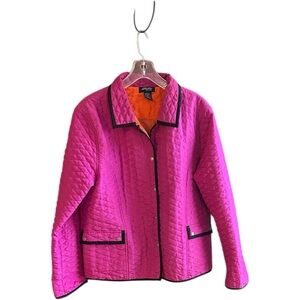 Jordan Blue Label poly cotton quilted Fuchsia Orange inside black piping Sz L